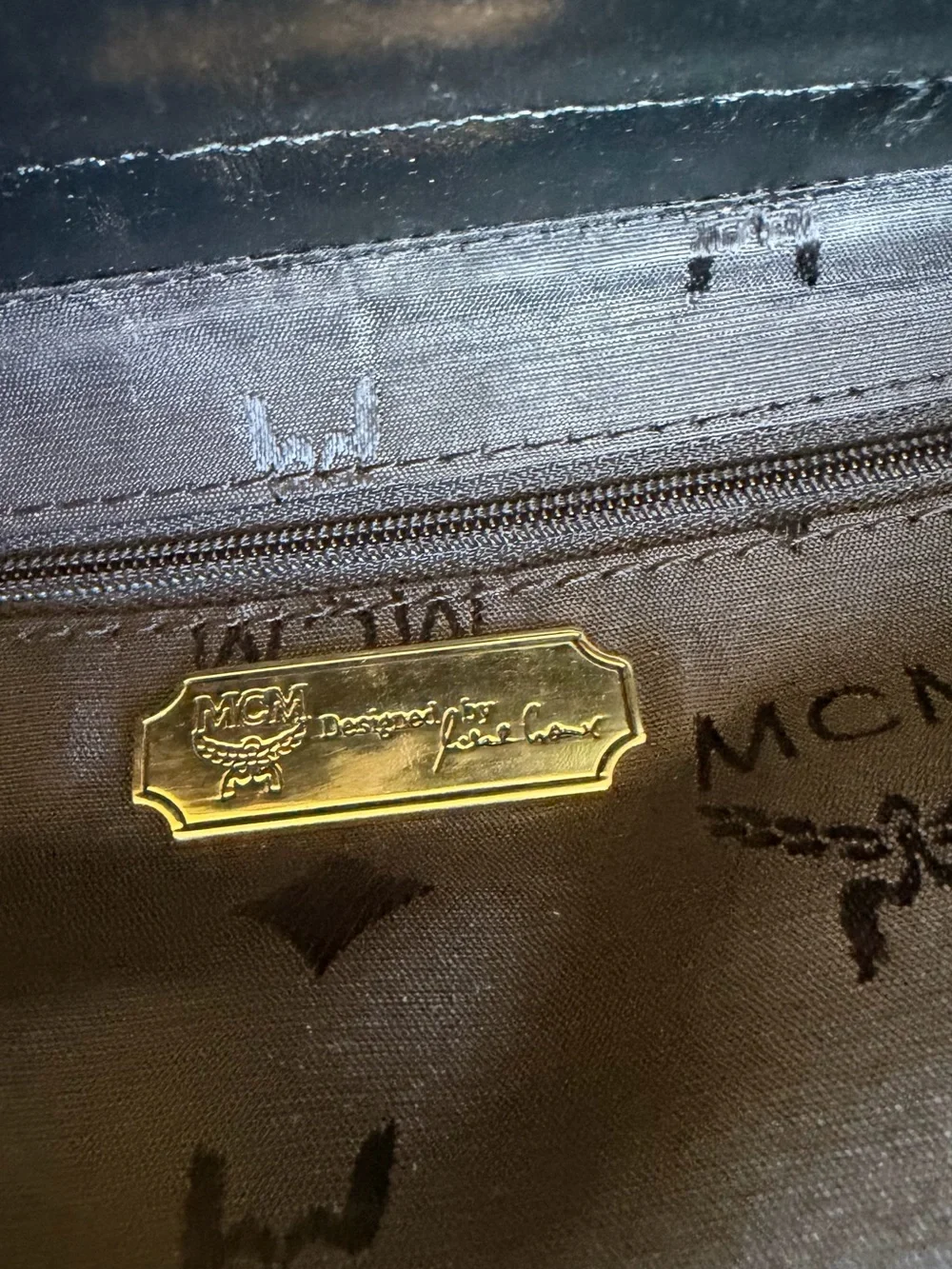 MCM Black canvas Logo Plaque Top-Handle Bag